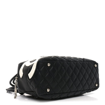 Chanel Calfskin Quilted Large Cambon Bowler Black White 4 of 10