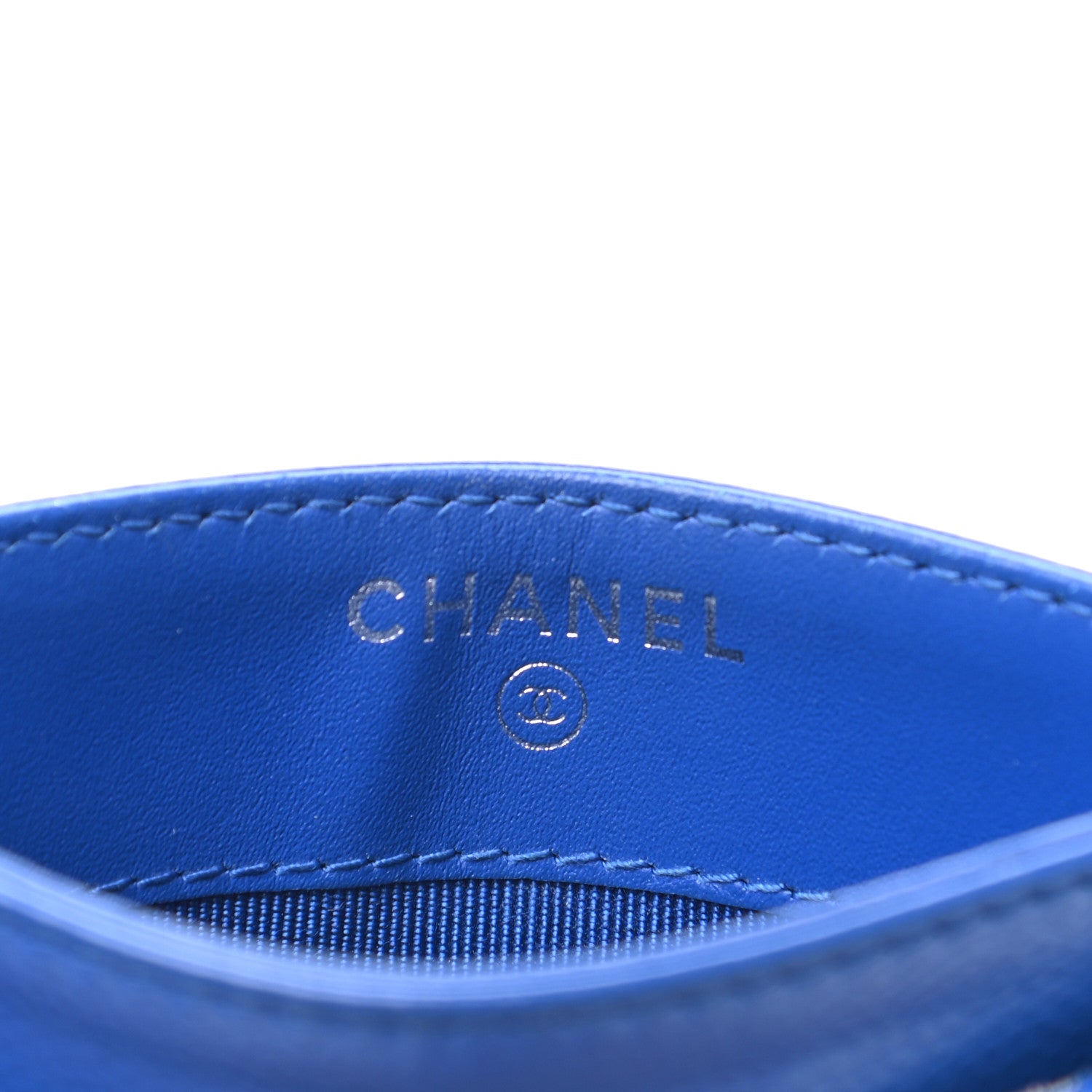 Chanel Caviar Chevron Quilted Card Holder Bright Blue 6 of 7