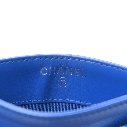 Chanel Caviar Chevron Quilted Card Holder Bright Blue 6 of 7