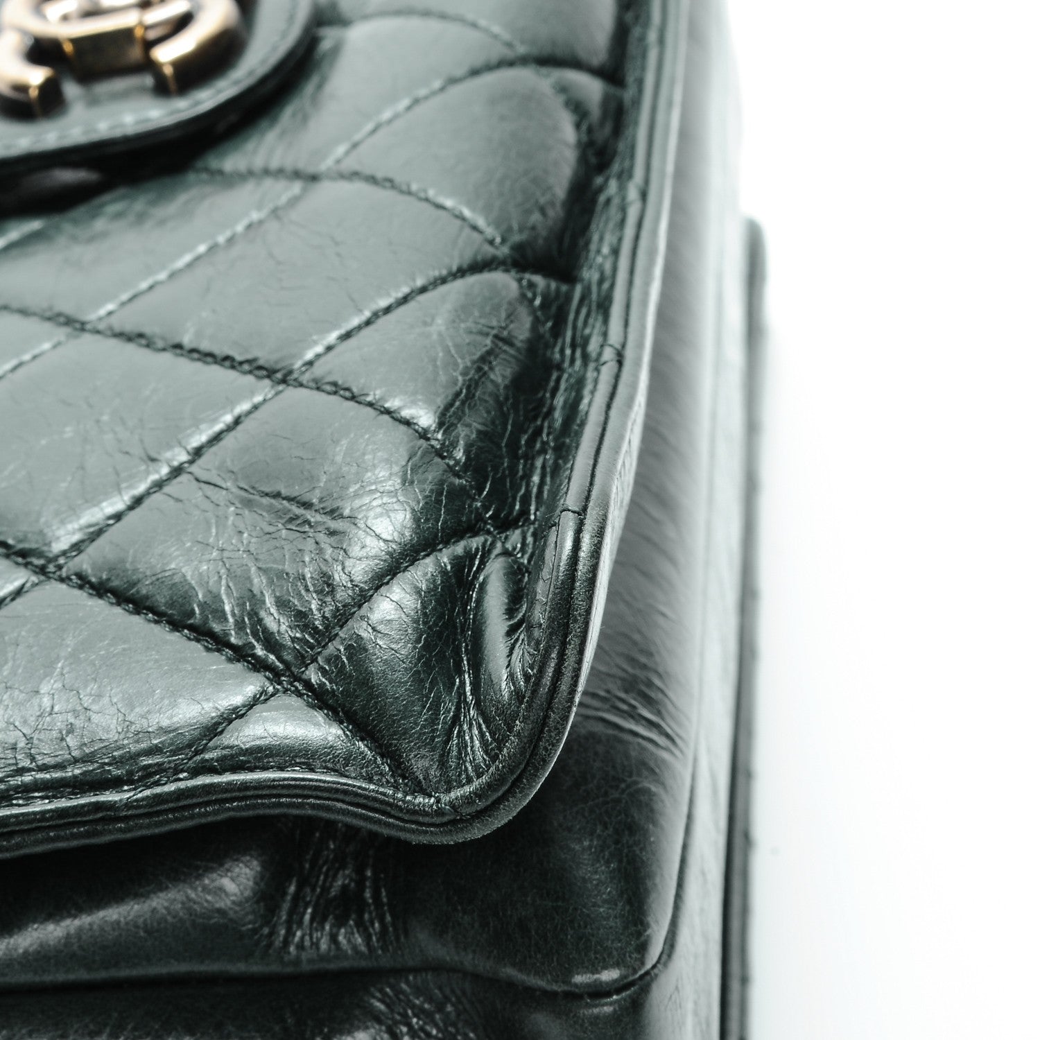 Chanel Glazed Calfskin Quilted Perfect Edge Large Flap Green 8 of 10