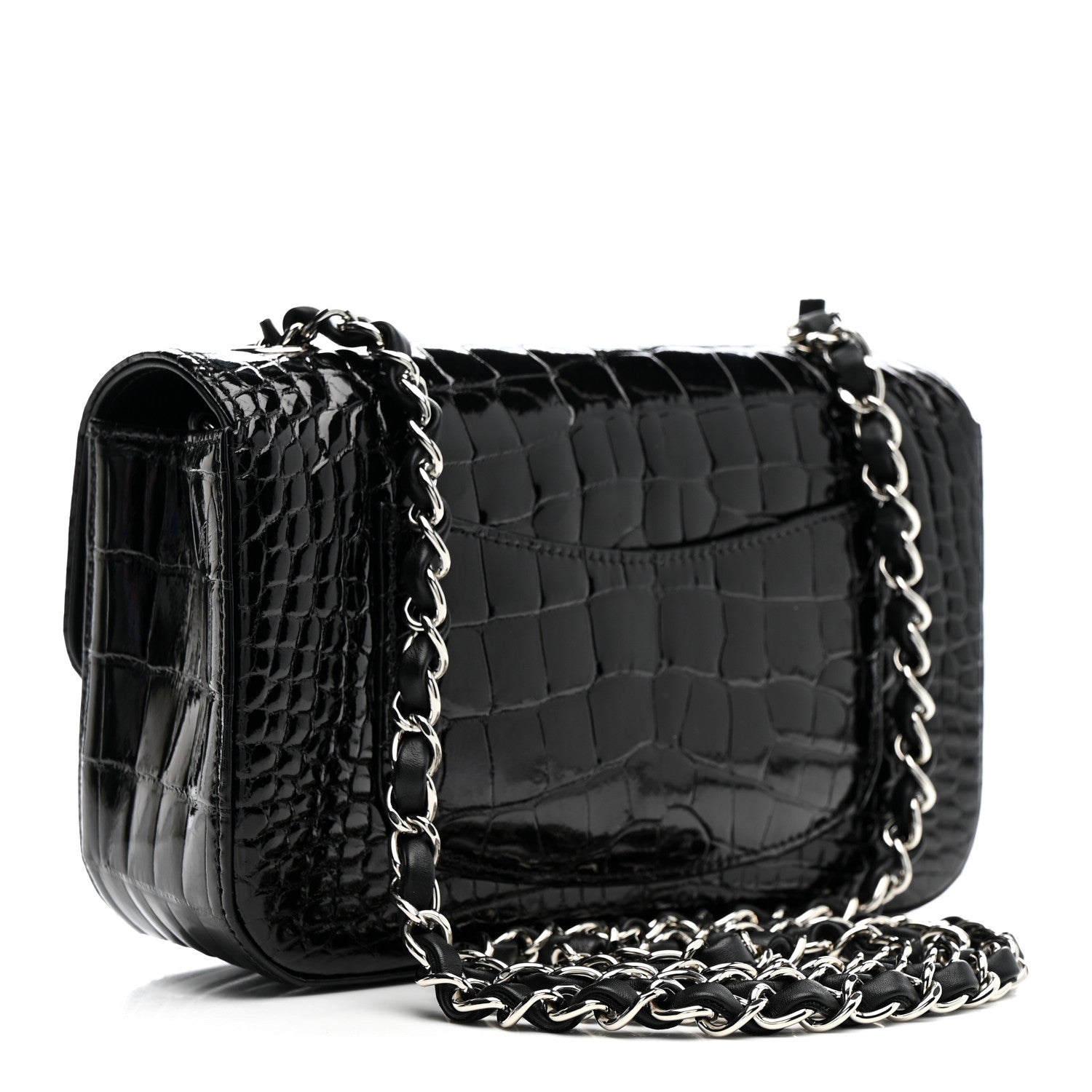 Chanel Shiny Alligator Mini Rectangular Flap Black 3 of 11