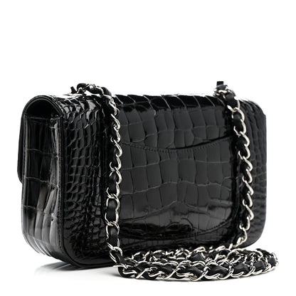 Chanel Shiny Alligator Mini Rectangular Flap Black 3 of 11