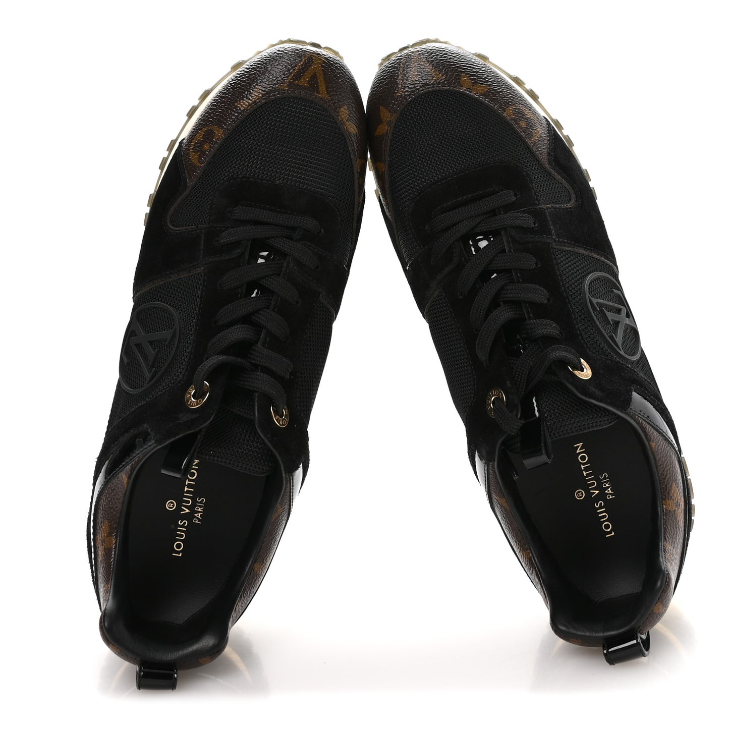 Suede Monogram Run Away Sneakers 40 Black