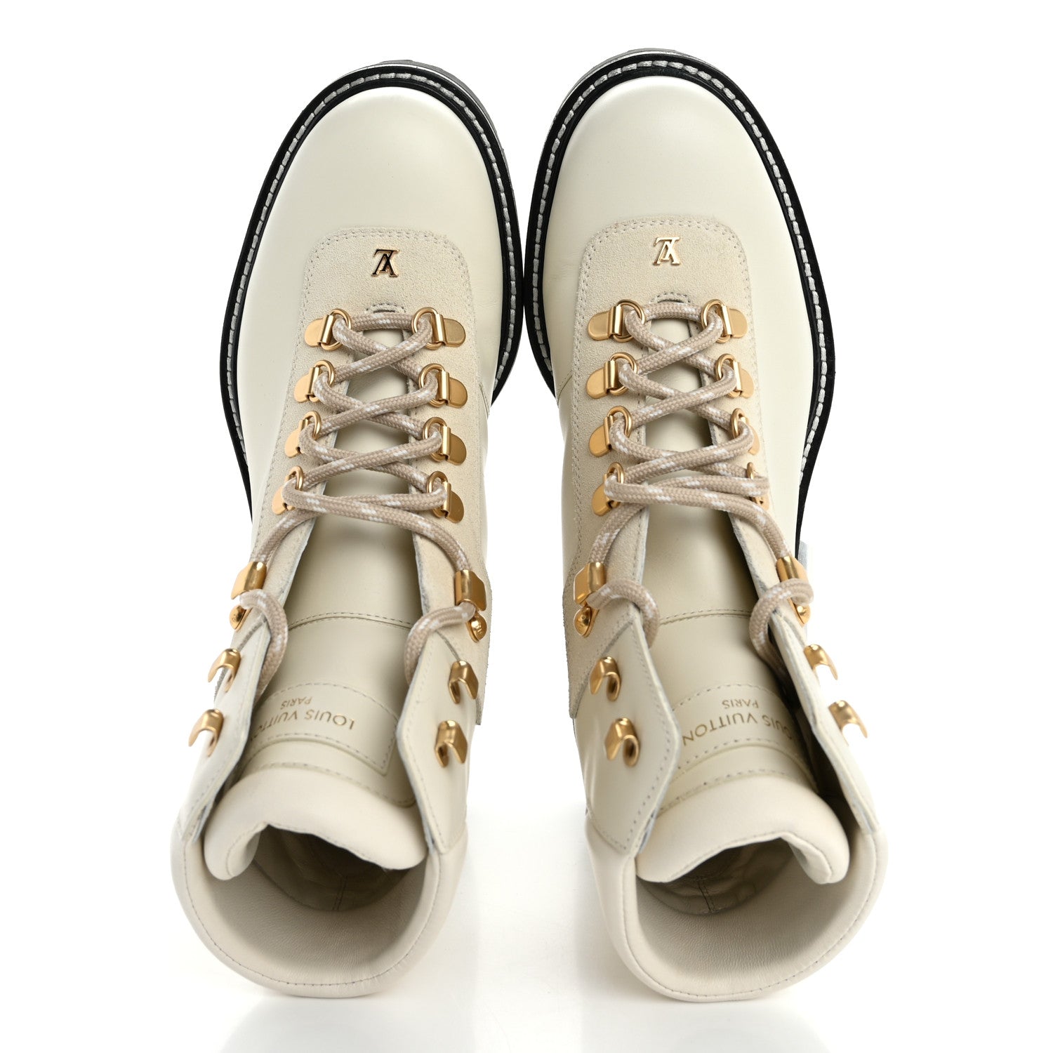 Louis Vuitton Calfskin Suede Territory Flat Ranger Boots 37.5 White 2 of 12