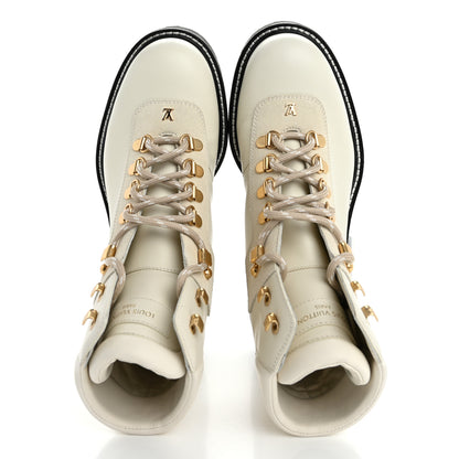 Louis Vuitton Calfskin Suede Territory Flat Ranger Boots 37.5 White 2 of 12