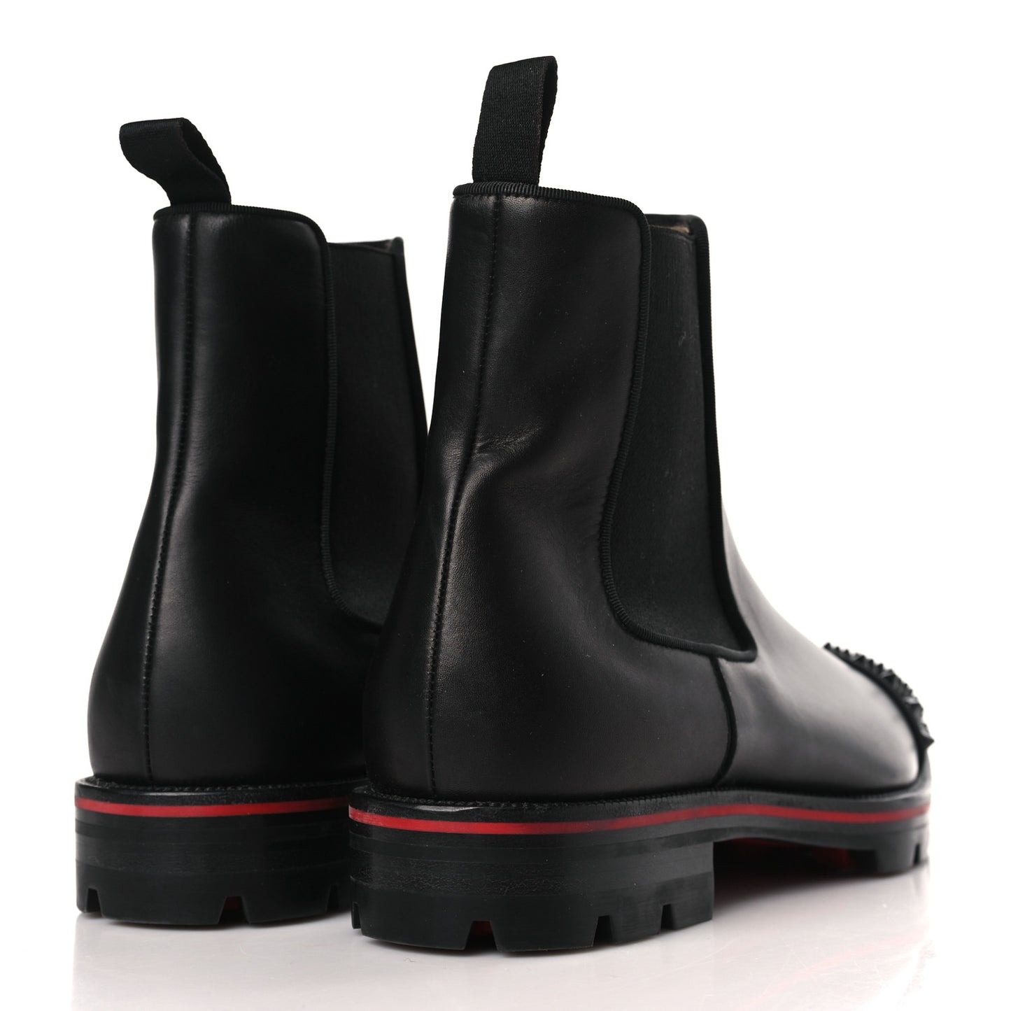 Calfskin Mens Melon Spikes Flat Chelsea Boots 42.5 Black