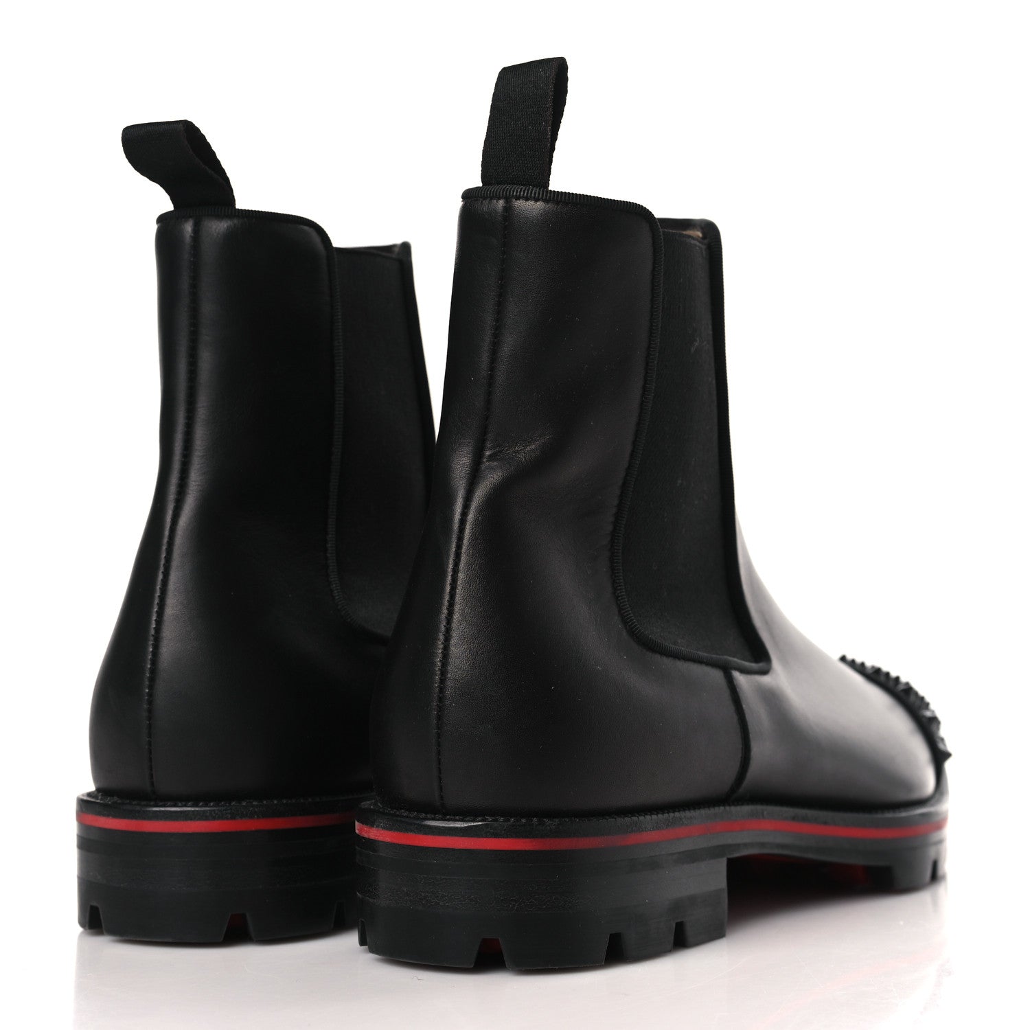 Christian Louboutin Calfskin Mens Melon Spikes Flat Chelsea Boots 42.5 Black 4 of 7