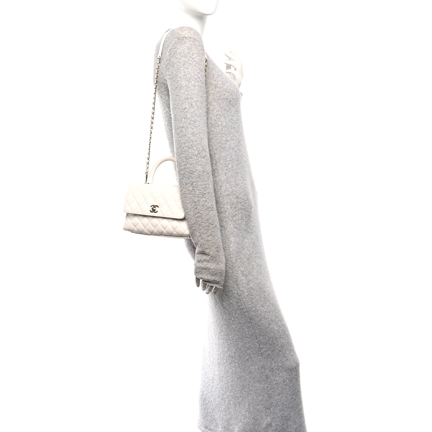 Chanel Caviar Quilted Mini Coco Handle Flap White 2 of 11