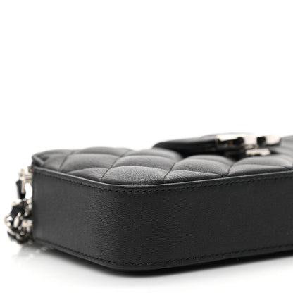 Chanel Lambskin Quilted CC Box Clutch With Chain Black 12 of 14
