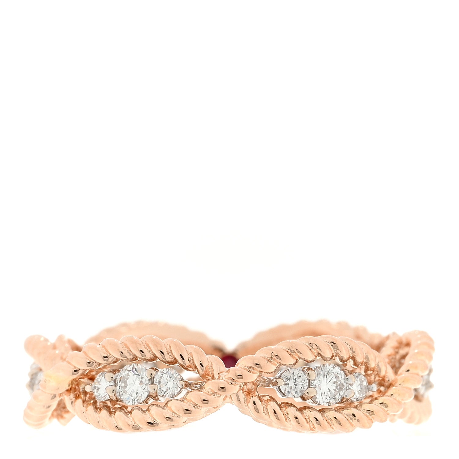 Roberto Coin 18K Rose Gold Diamond New Barocco One Row Braided Ring 54 7 1 of 4