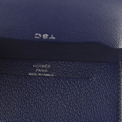 Hermes Chevre Mysore Bearn Card Holder Wallet Bleu Encre 7 of 8