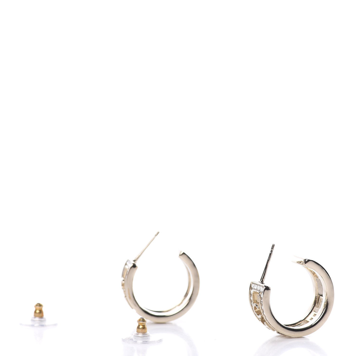 Chanel Metal Crystal Bow-tiful CC Hoop Earrings Gold 3 of 5