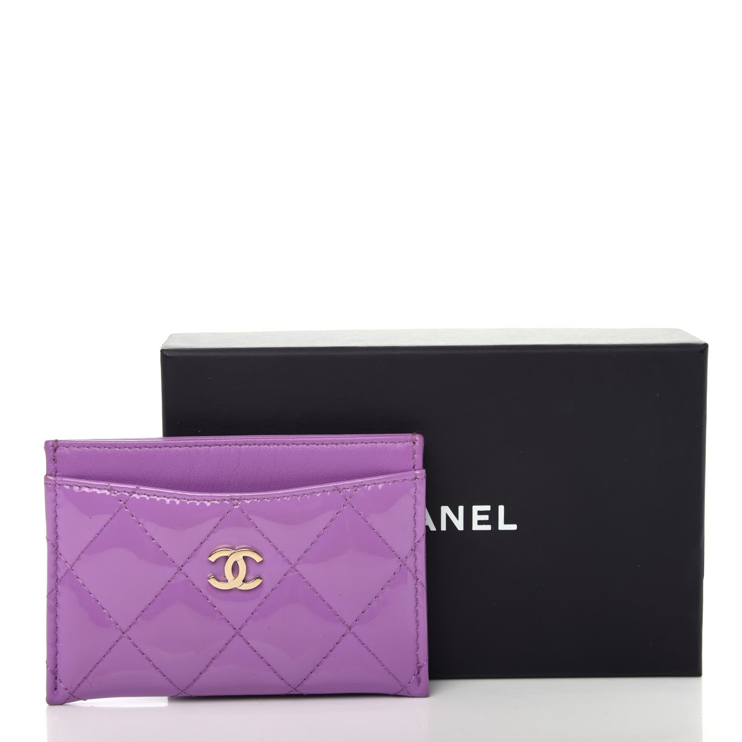 Chanel Patent Quilted Card Holder Purple 9 of 9