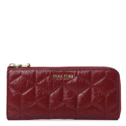 Miu Miu Patent Quilted Zip Around Wallet Burgundy 1 of 7