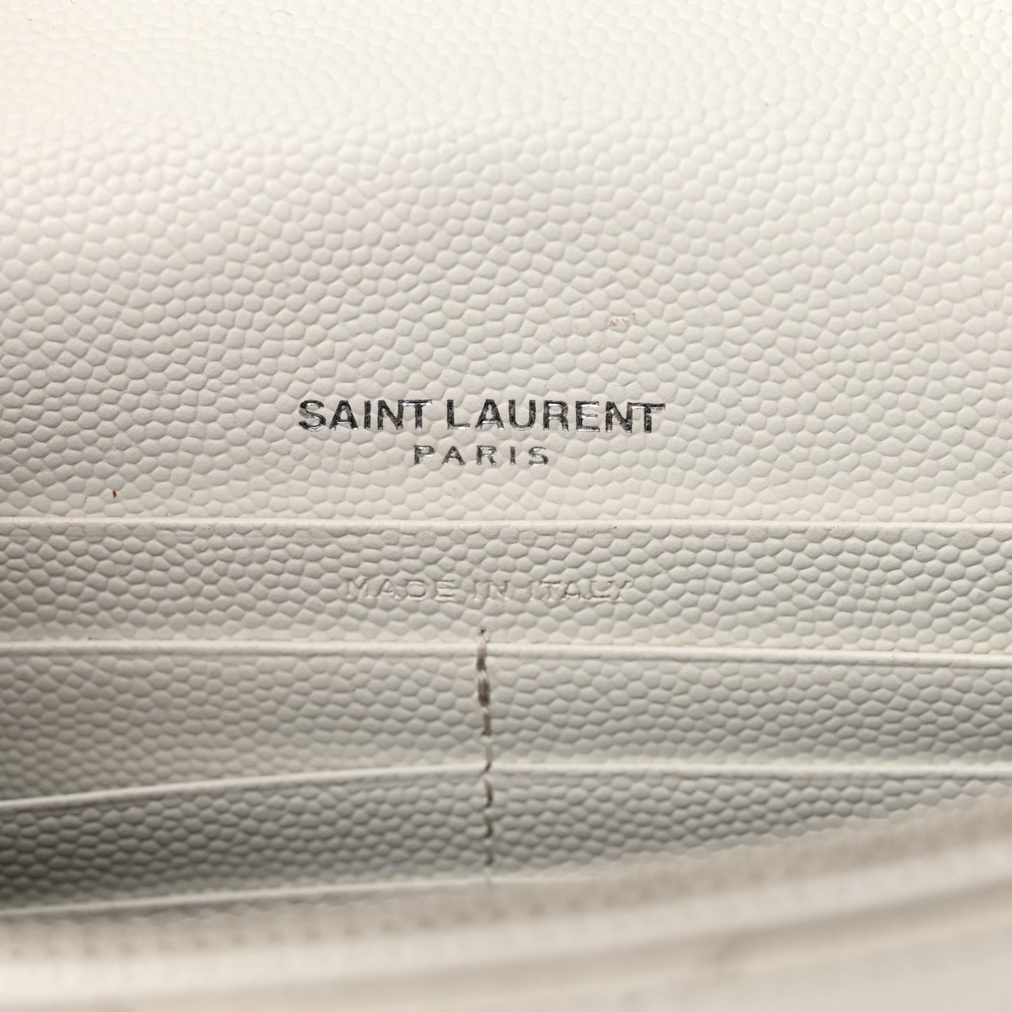 Grain De Poudre Matelasse Chevron Monogram Envelope Chain Wallet Optical White