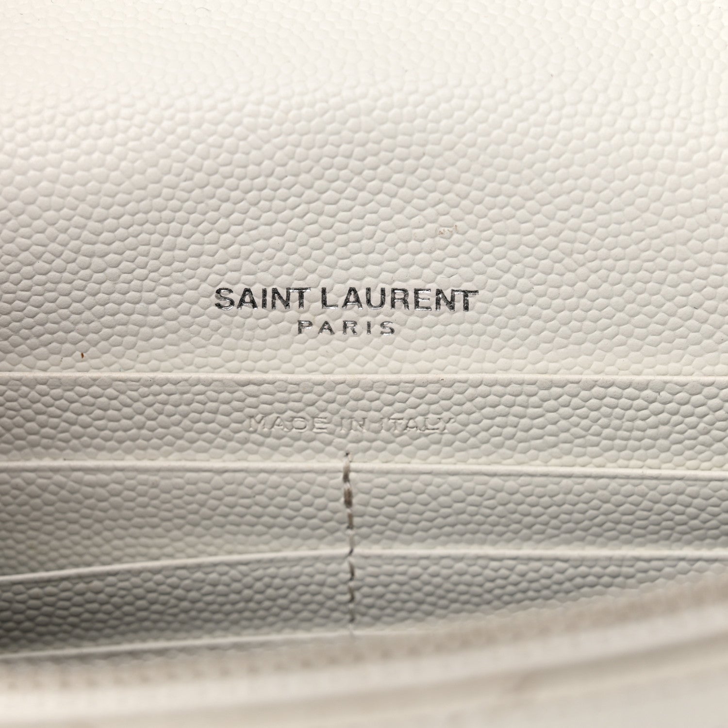 Saint Laurent Grain De Poudre Matelasse Chevron Monogram Envelope Chain Wallet Optical White 6 of 20
