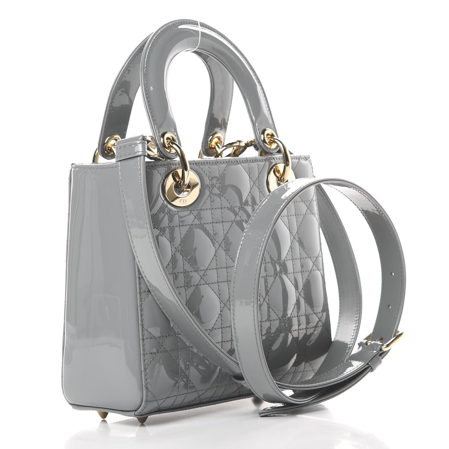 Christian Dior Patent Cannage Small Lady Dior Grey 3 of 10