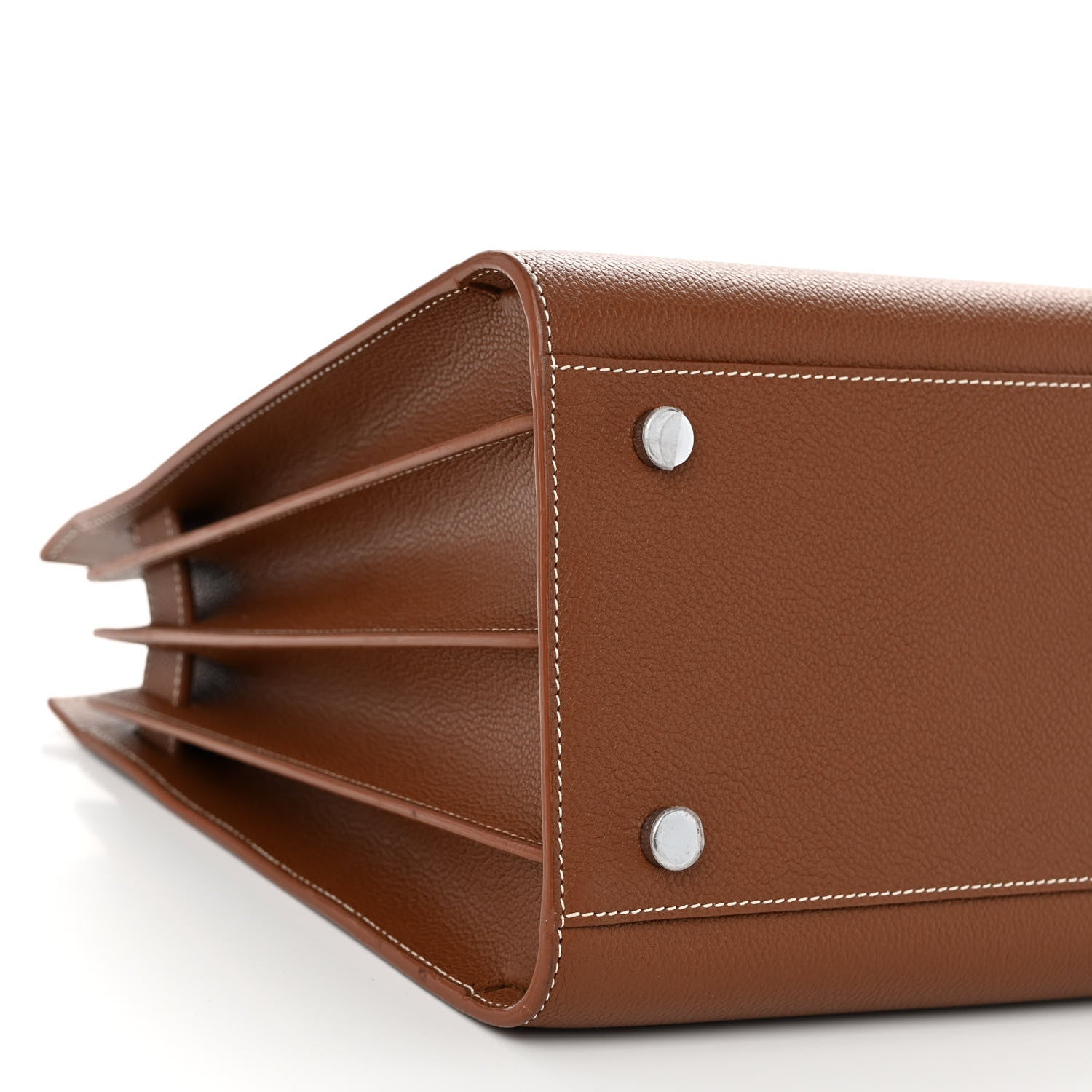 Saint Laurent Grained Calfskin Topstitch Small Sac De Jour Cognac 8 of 9