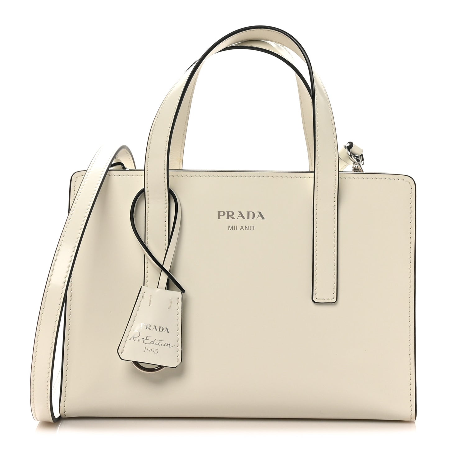Spazzolato Mini Re-Edition 1995 Double Handle Handbag White