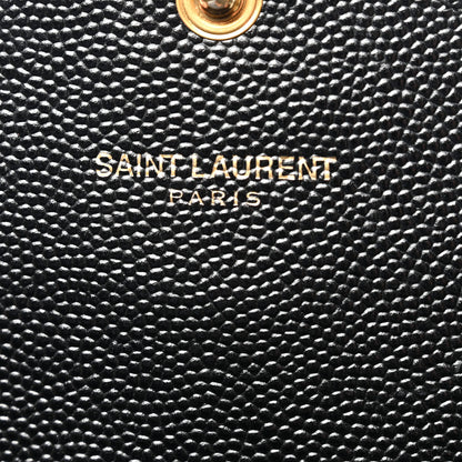 Saint Laurent Grain De Poudre Matelasse Chevron Monogram Flap Wallet Black 6 of 15