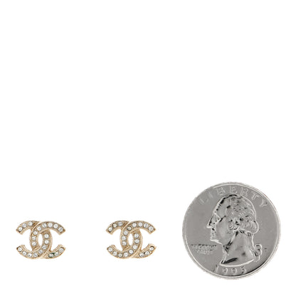 Chanel Crystal Timeless CC Earrings Gold 2 of 6
