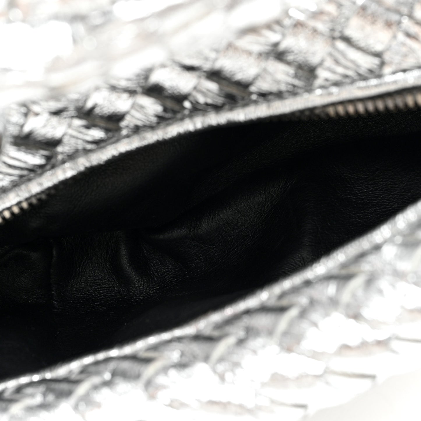 Metallic Nappa Intrecciato Mini Jodie Silver