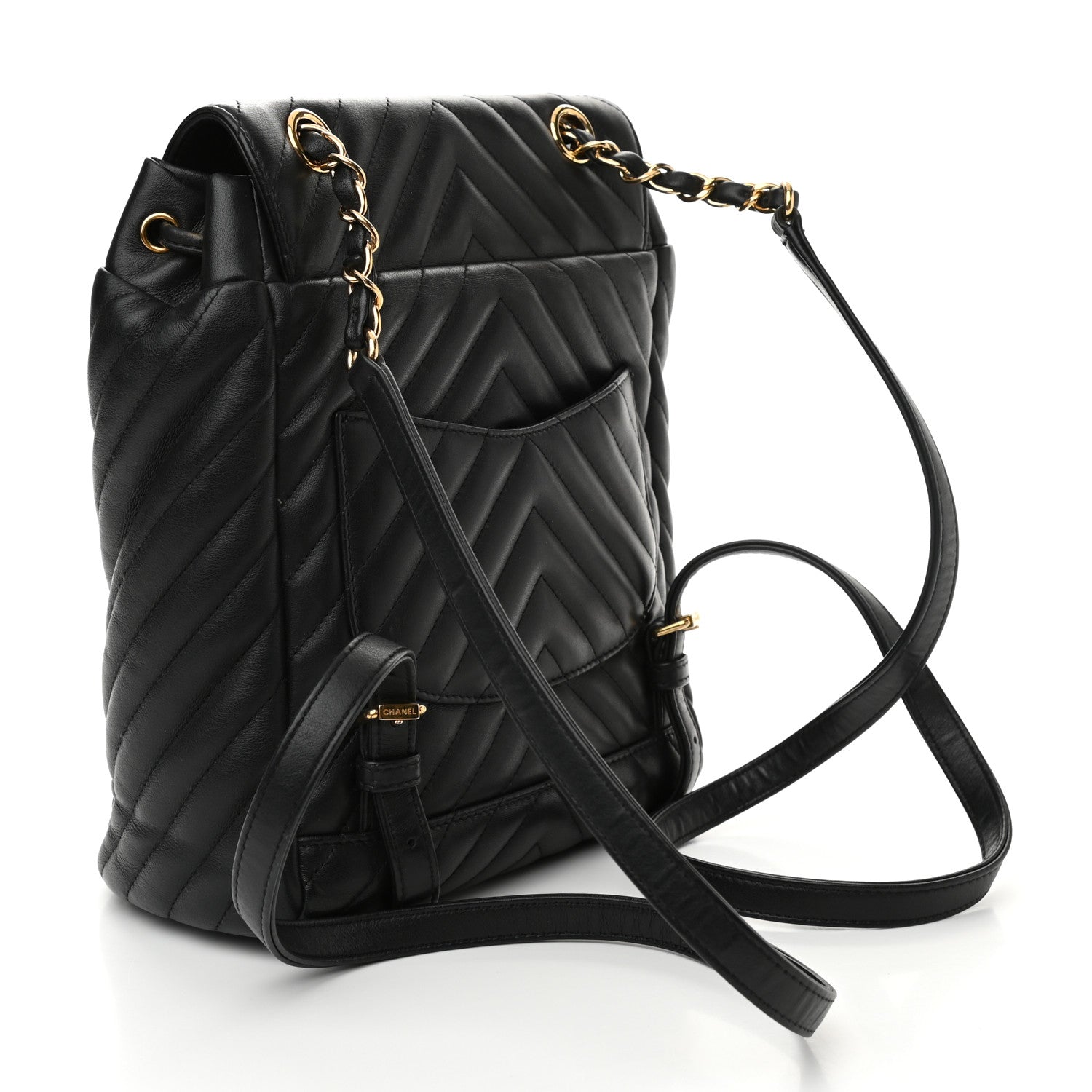Chanel Calfskin Chevron Quilted Small Urban Spirit Backpack Black 3 of 10