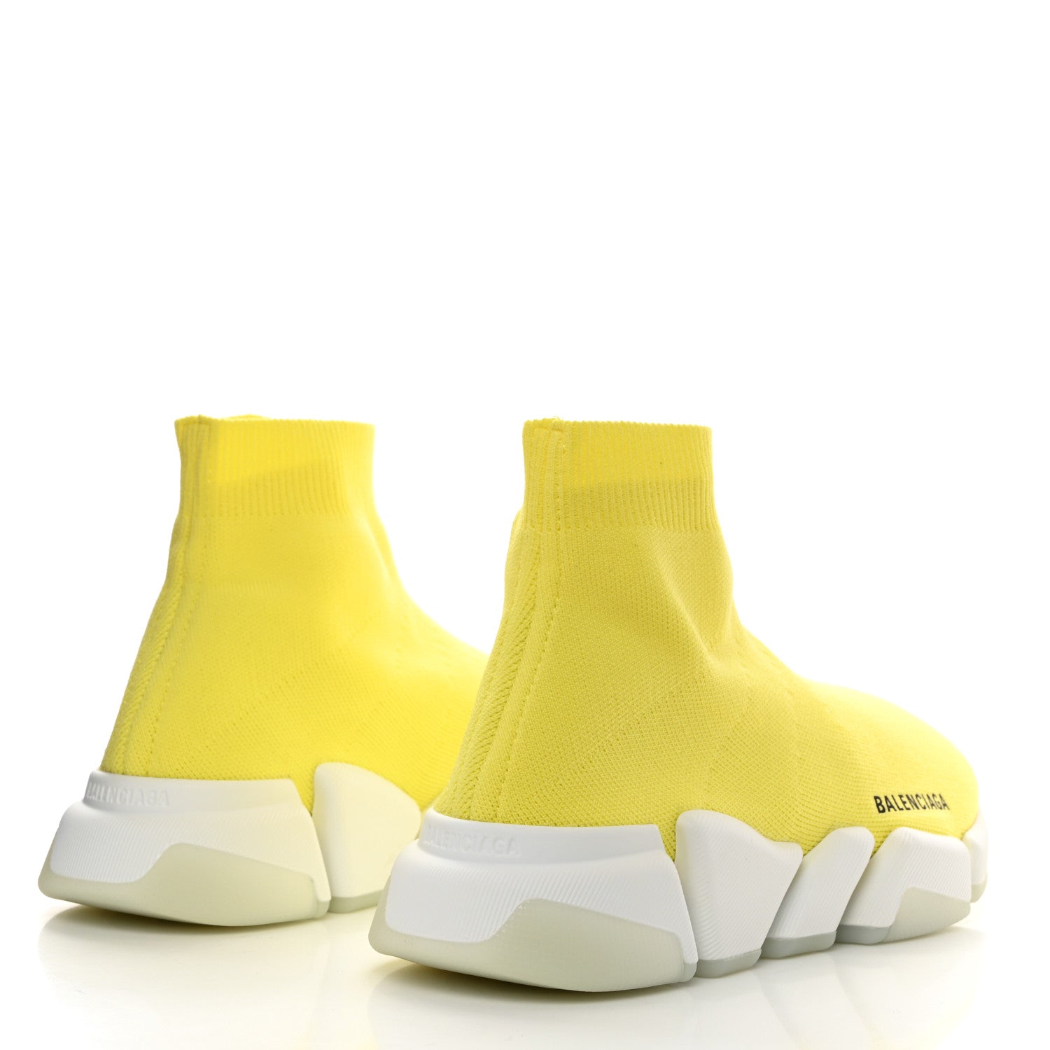 Balenciaga Ribbed Knit Womens Speed 2.0 Transparent Sole Sneakers 38 Yellow 4 of 9