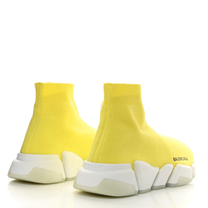 Balenciaga Ribbed Knit Womens Speed 2.0 Transparent Sole Sneakers 38 Yellow 4 of 9