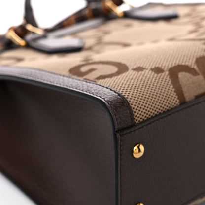 Gucci Monogram Jumbo GG Textured Dollar Calfskin Small Diana Tote Bag Camel Ebony New Acero 10 of 12