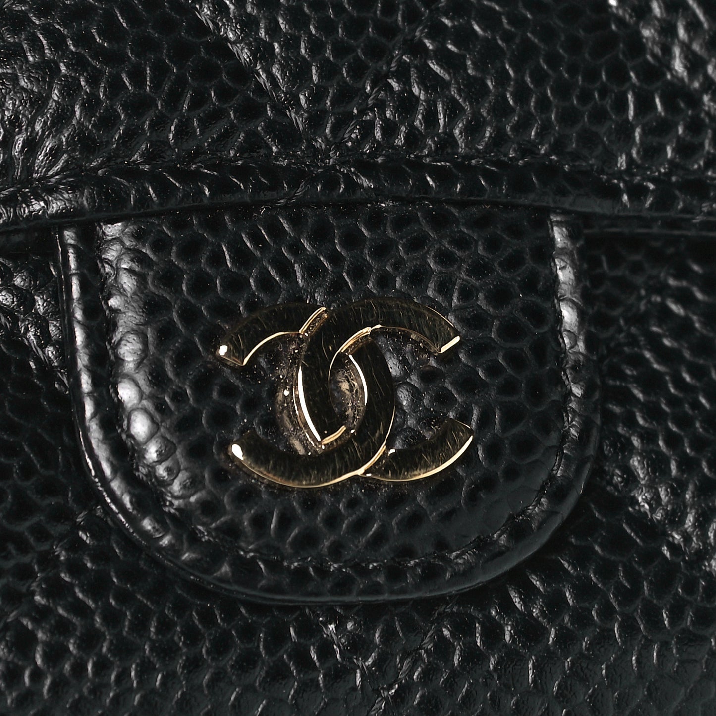 Caviar Quilted Flap Card Holder Wallet Black