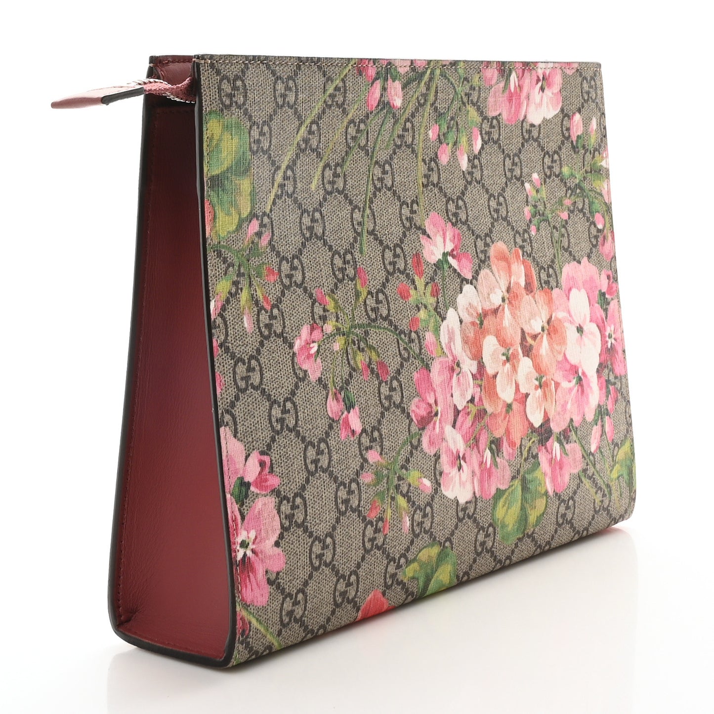 GG Supreme Monogram Blooms Large Cosmetic Case Beige Multicolor Dry Rose