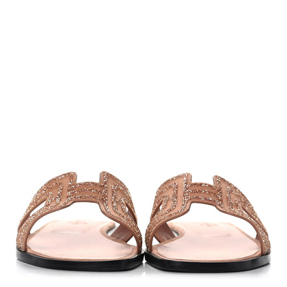 Hermes Suede Goatskin Crystal Oran Sandals 38 Rose Aube Nude 2 of 10