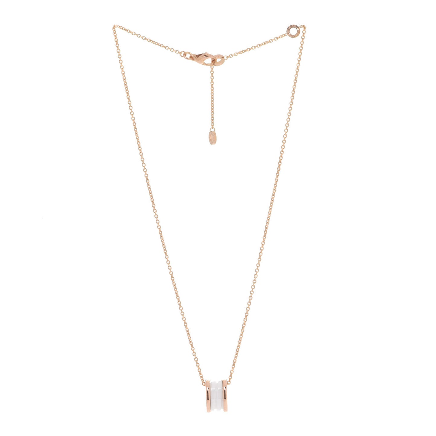 18K Rose Gold White Ceramic B.Zero1 Pendant Necklace
