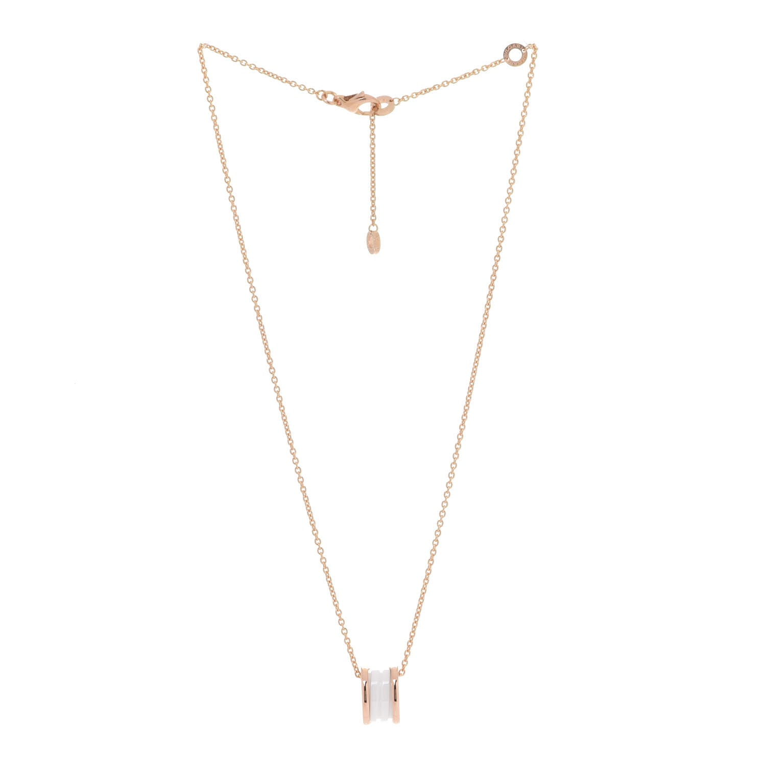 Bulgari 18K Rose Gold White Ceramic B.Zero1 Pendant Necklace 3 of 9
