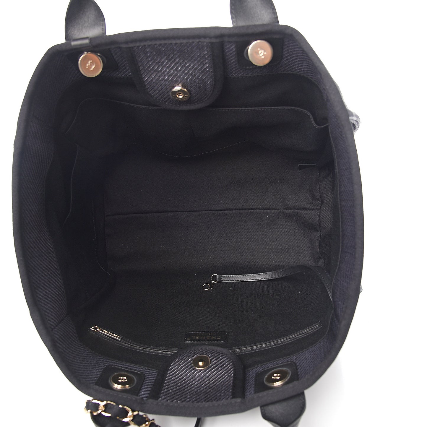 Mixed Fibers Calfskin Medium Deauville Tote Black