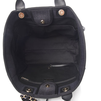 Chanel Mixed Fibers Calfskin Medium Deauville Tote Black 4 of 9