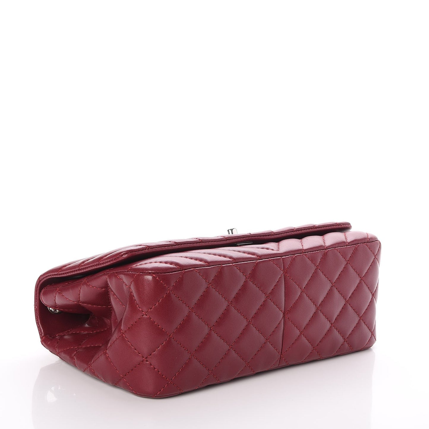 Lambskin Surpique Chevron Medium Single Flap Dark Red