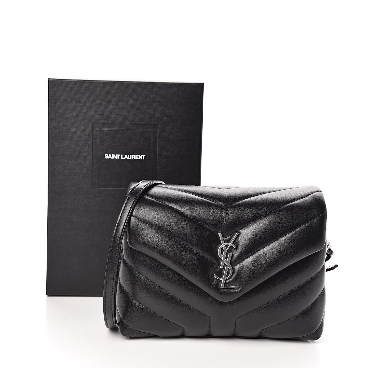 Calfskin Y Quilted Monogram Toy Loulou Crossbody Bag Black