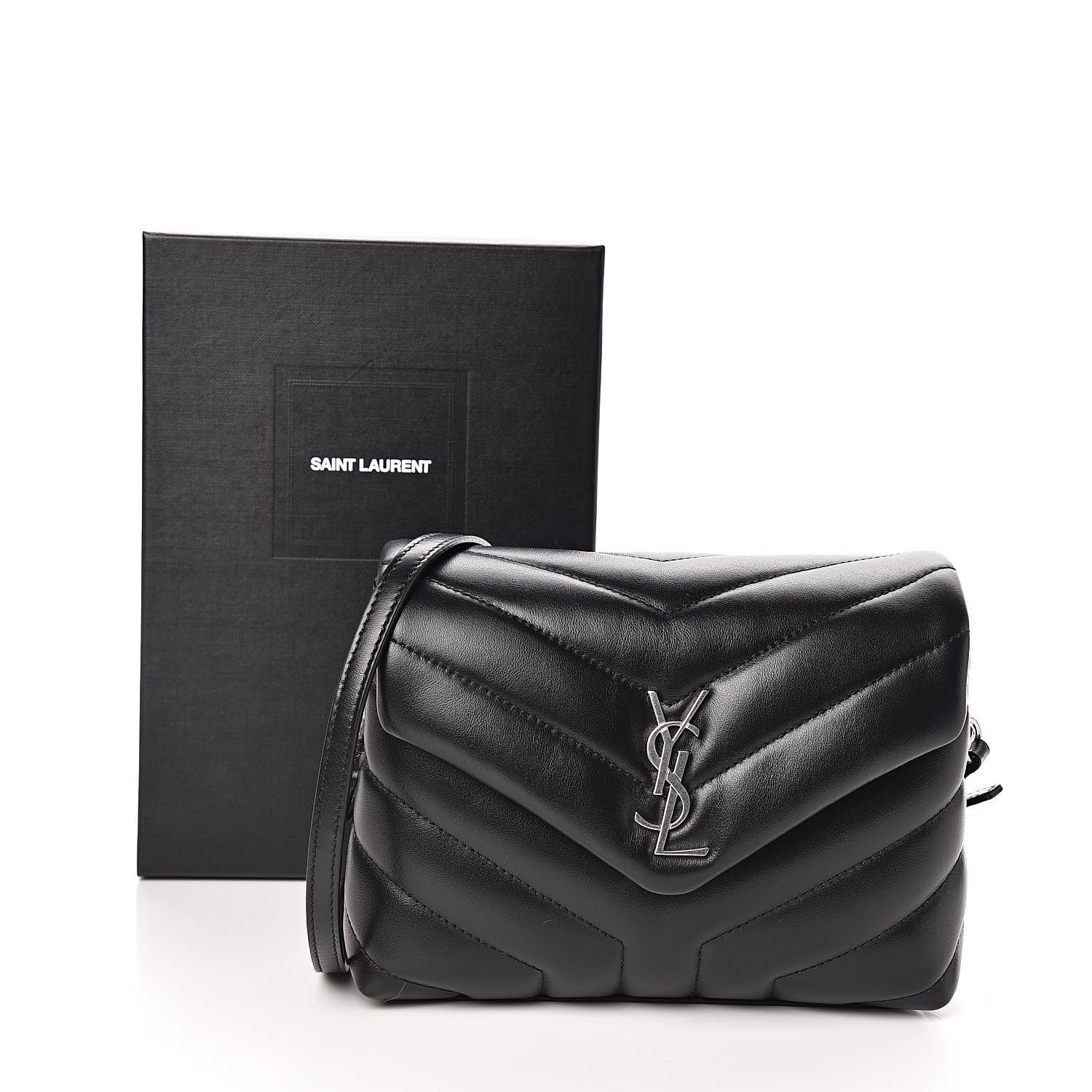 Saint Laurent Calfskin Y Quilted Monogram Toy Loulou Crossbody Bag Black 11 of 11