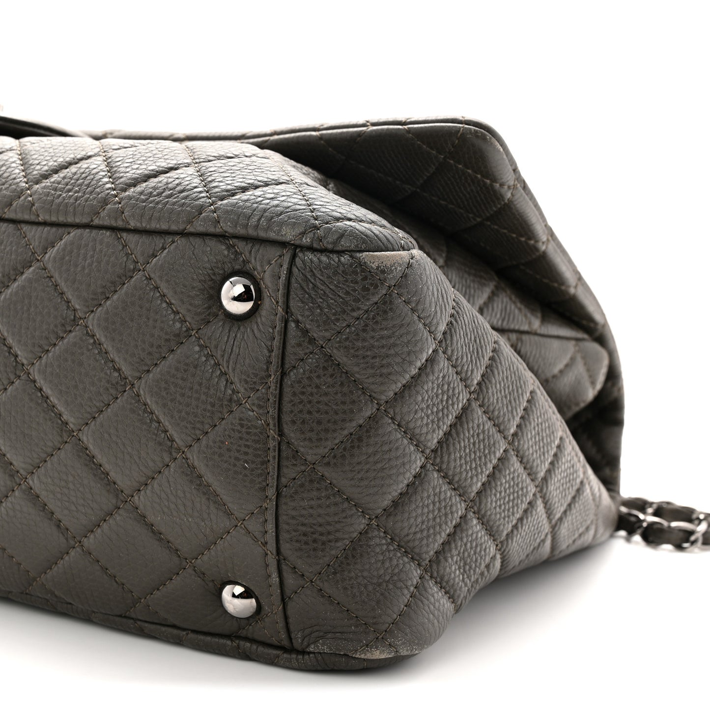 Calfskin Quilted XXL Travel Flap Bag Khaki