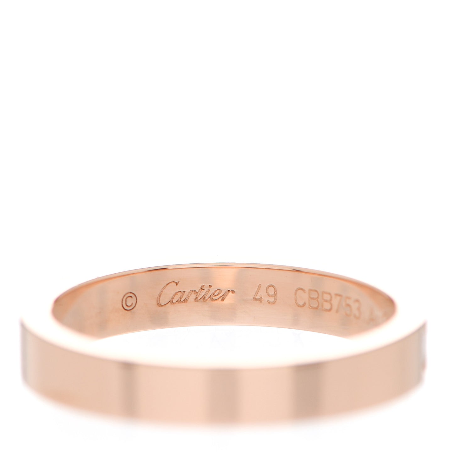 18K Pink Gold Diamond 3mm C De Cartier Wedding Band Ring 49 4.75