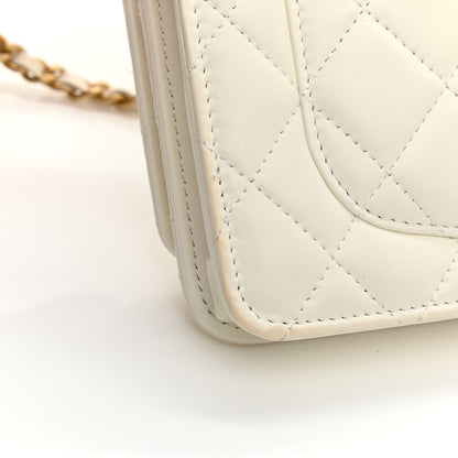 Chanel Lambskin Quilted CC Pearl Crush Wallet on Chain WOC White 22 of 25