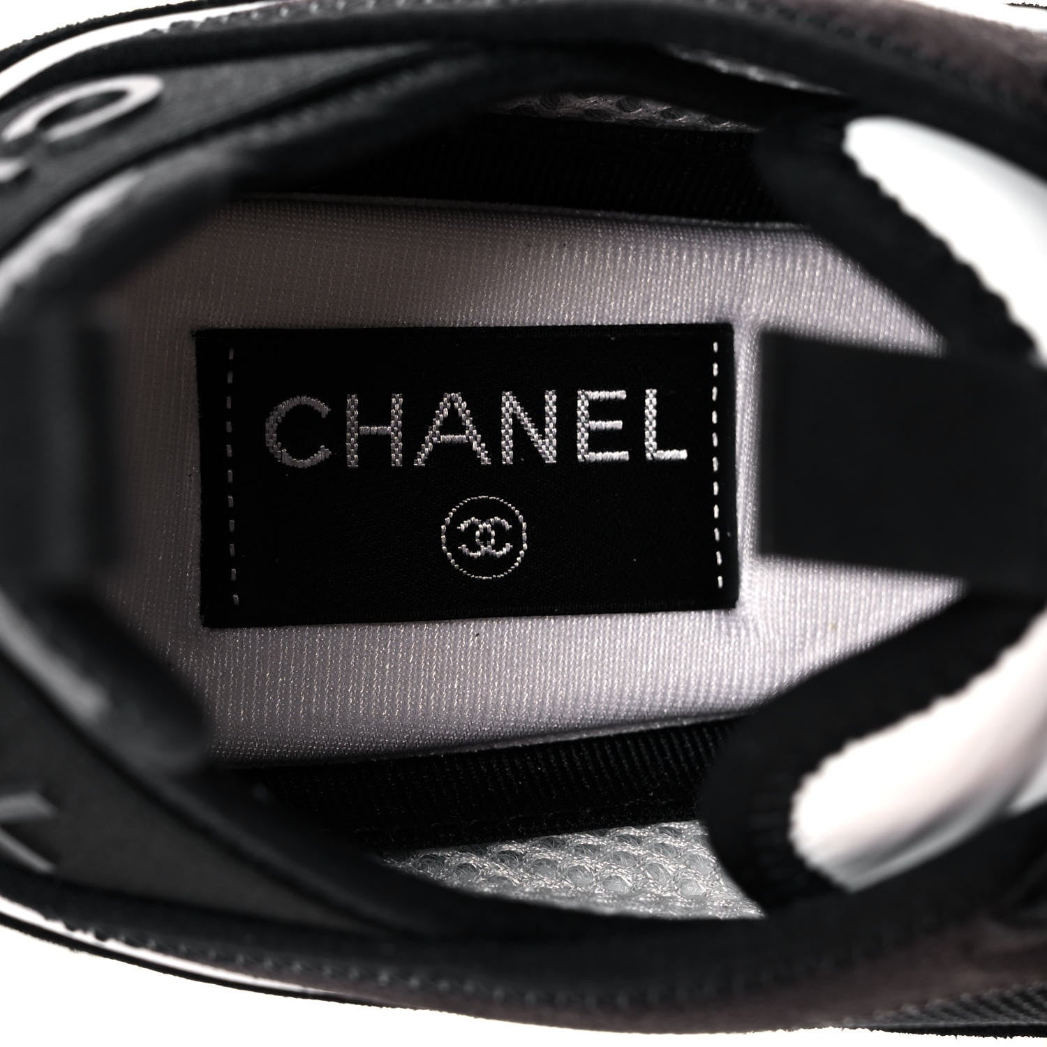 Chanel Fabric Suede CC Sneakers 38 Black Dark Grey 7 of 11