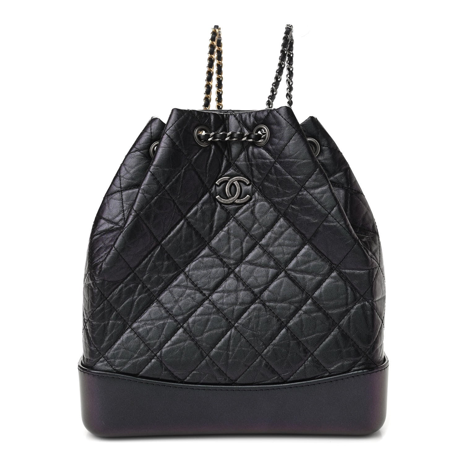 Chanel Iridescent Aged Calfskin Quilted Gabrielle Backpack Black 1 of 10