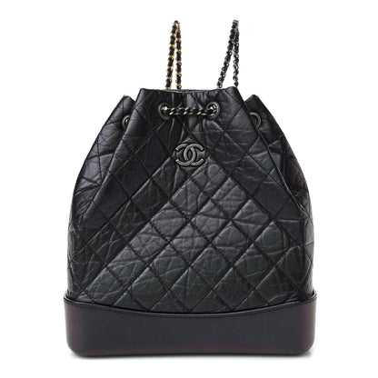 Chanel Iridescent Aged Calfskin Quilted Gabrielle Backpack Black 1 of 10