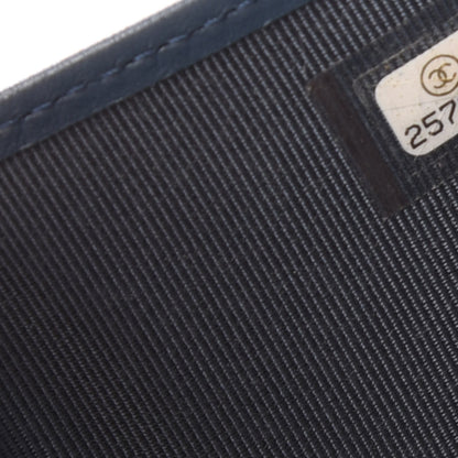 Chanel Metallic Caviar Quilted Compact Flap Wallet Dark Blue 10 of 12