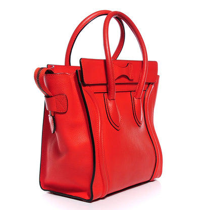 Celine Drummed Calfskin Micro Luggage Vermillion 3 of 8