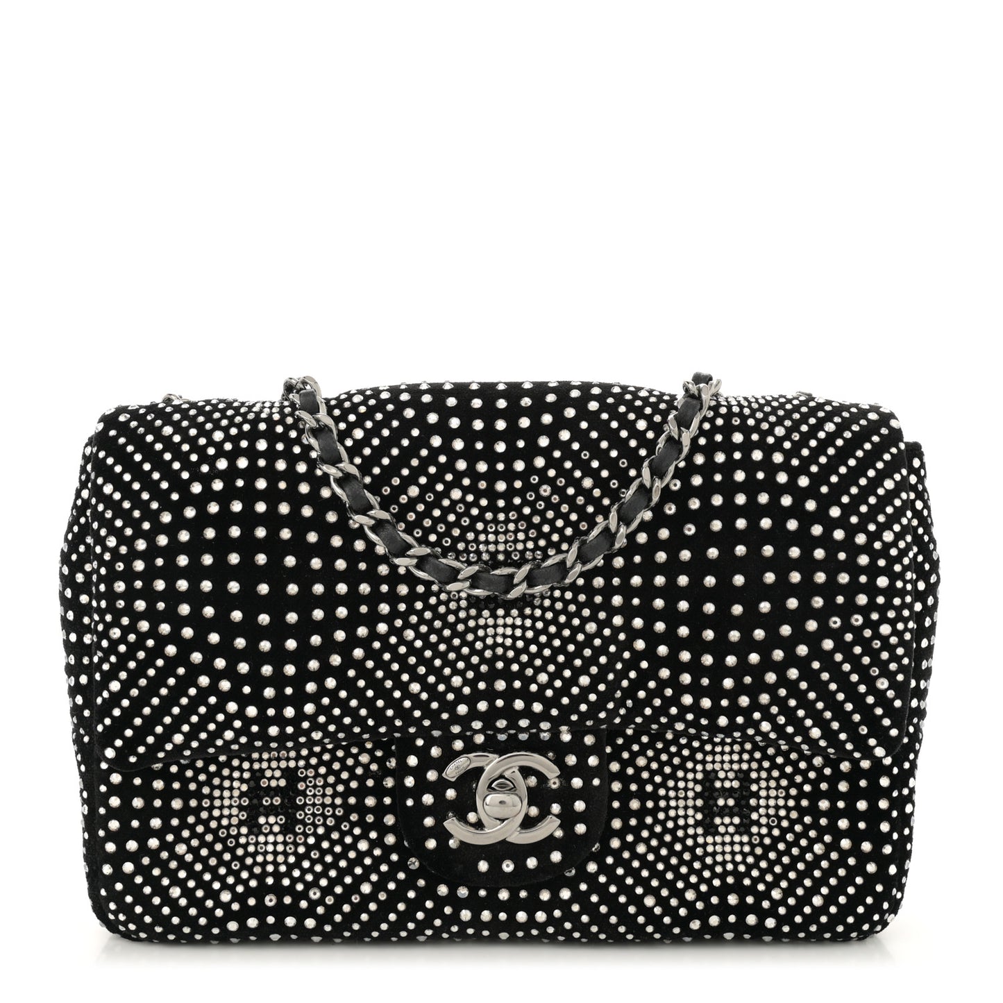 Velvet Strass Evening Flap Bag Black Silver