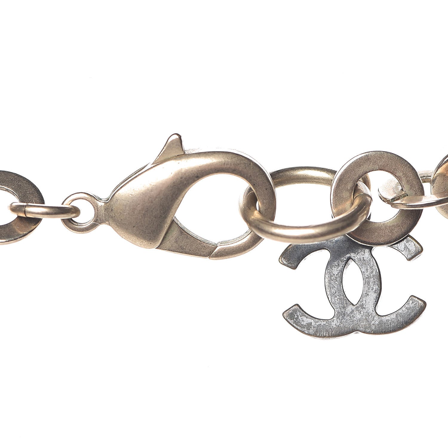 Chanel Pearl CC Logo Plate Necklace Silver 6 of 7